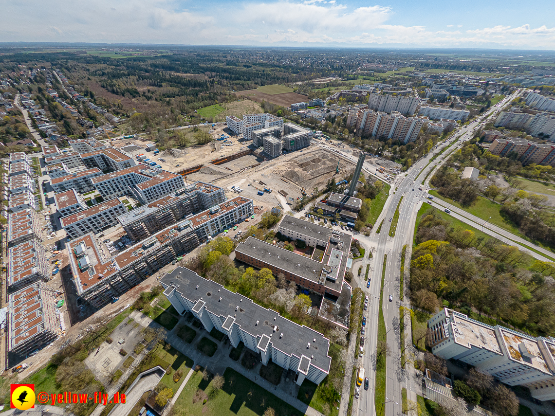 21.04.2023 - Luftbilder von der Baustelle Alexisquartier und Pandion Verde in Neuperlach